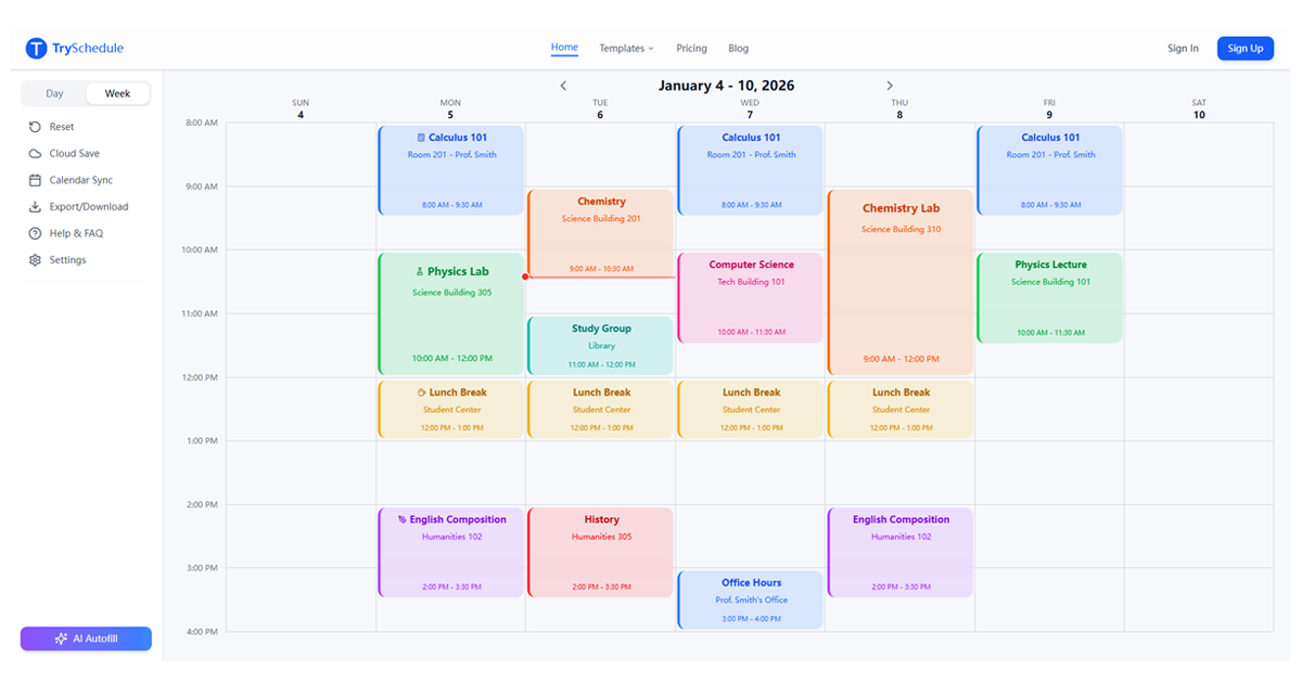 Free Online Schedule Builder
